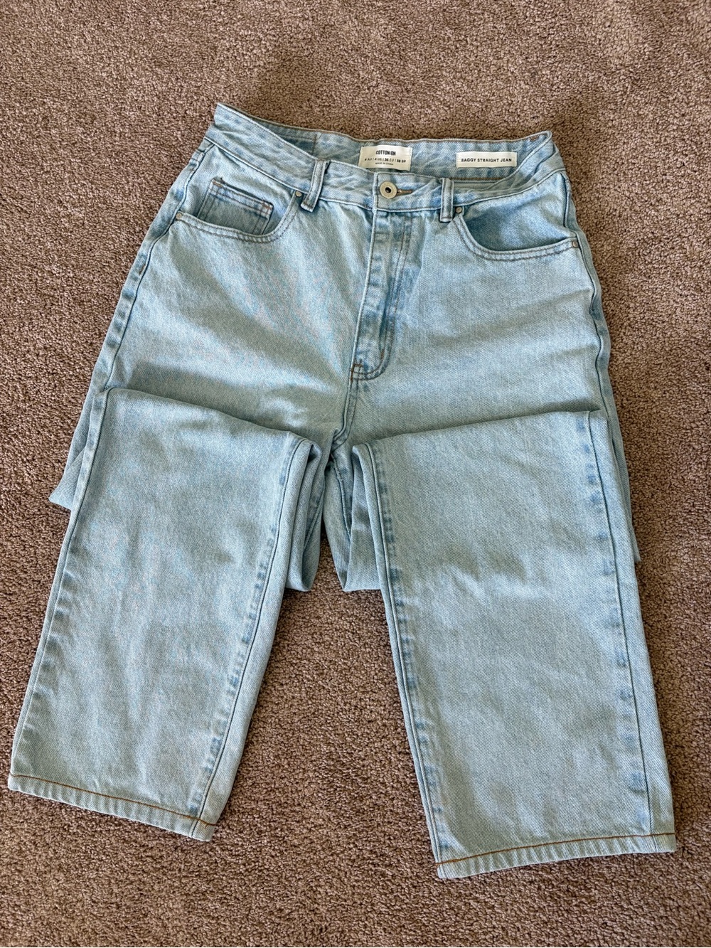 Cotton On High-Rise Straight Light Wash Jeans